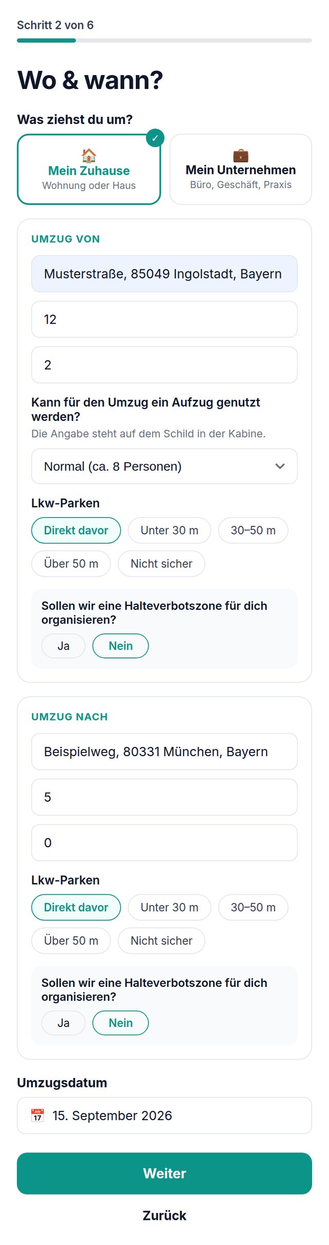 Journey Schritt 2: Wo und wann