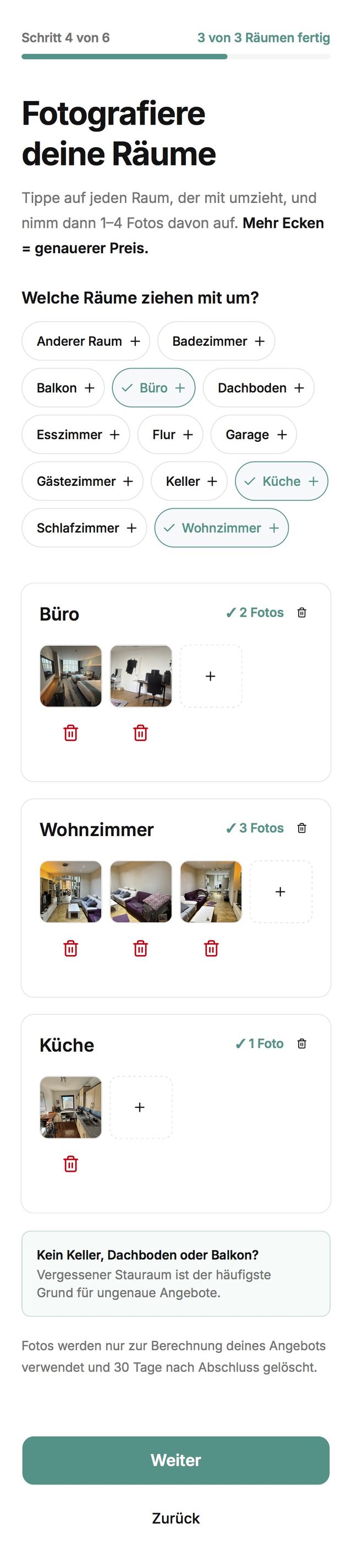 Journey Schritt 4: Räume fotografieren